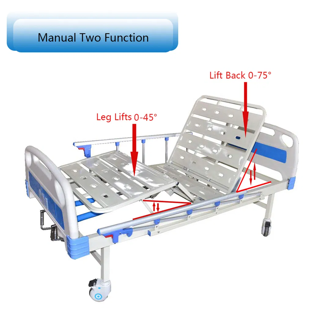 2 Function Medica ABS Double Crank Manuall Hospital Bed for Patient Nursing B07