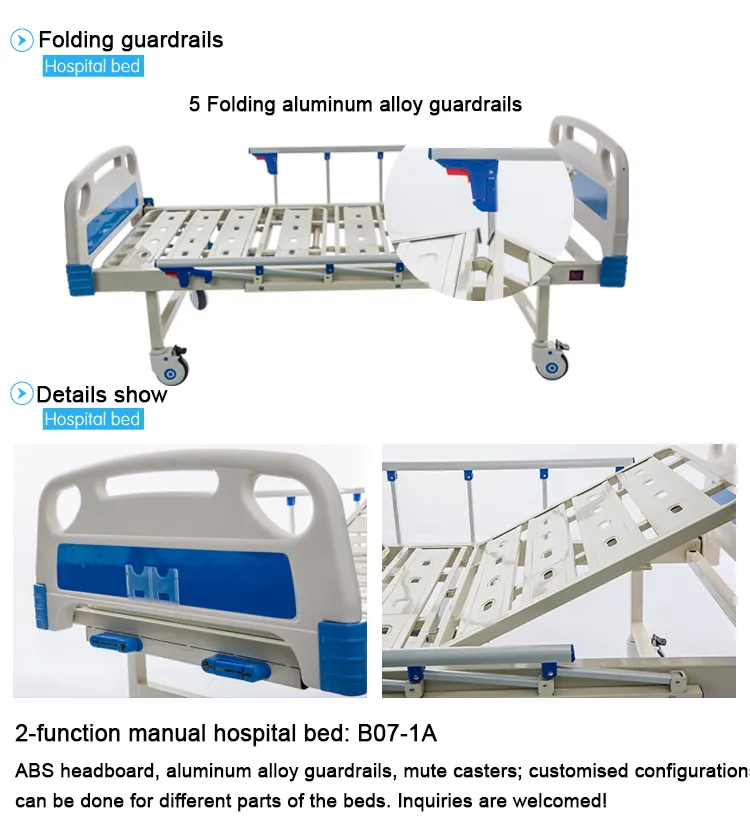 2 Function Medical Steel Adjustable Economic Hospital Bed with Ce