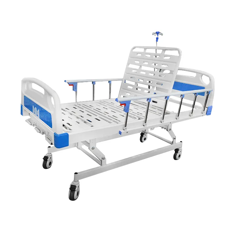 A03-2 Metal 3 Crank 3 Function Adjustable Medical Furniture Folding Manual Patient Nursing Hospital Bed with Casters