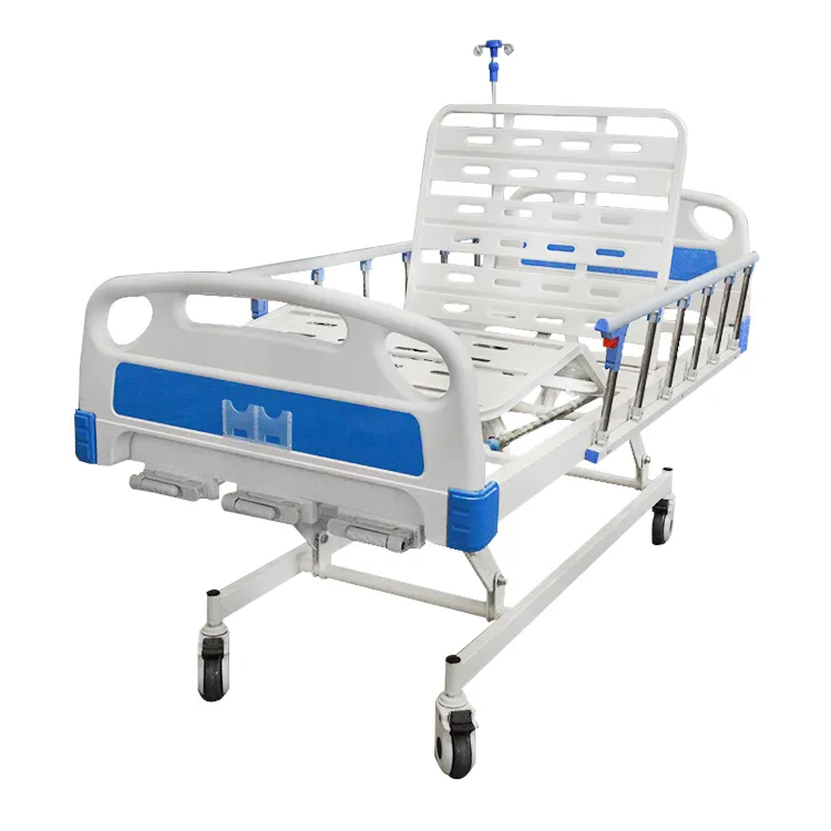 A03-2 Metal 3 Crank 3 Function Adjustable Medical Furniture Folding Manual Patient Nursing Hospital Bed with Casters