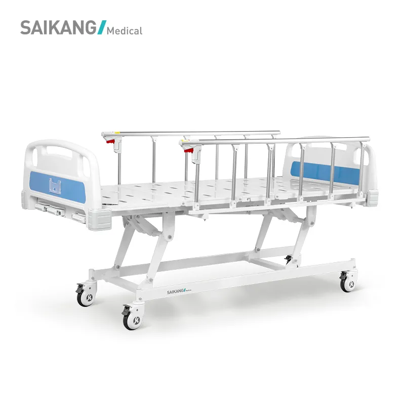 A3K Metal 3 Crank 3 Function Adjustable Medical Furniture Folding Manual Patient Nursing Hospital Bed with Casters