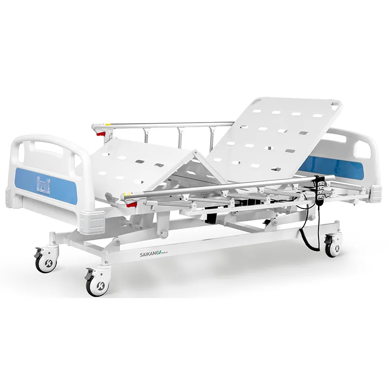 A6K Factory Stainless Steel Medical Equipment Electric 3 Function Foldable ICU Hospital Bed with Casters Manufacturers