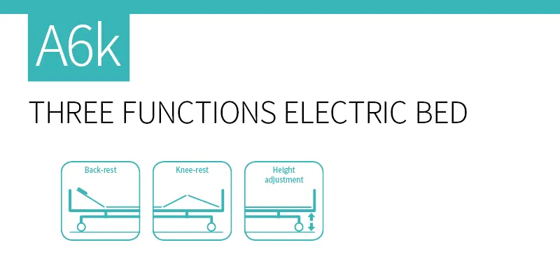 A6K Factory Stainless Steel Medical Equipment Electric 3 Function Foldable ICU Hospital Bed with Casters Manufacturers