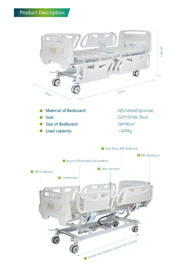 AG-By003c Linak Motor Five Function Medical Equipment ICU Hospital Bed