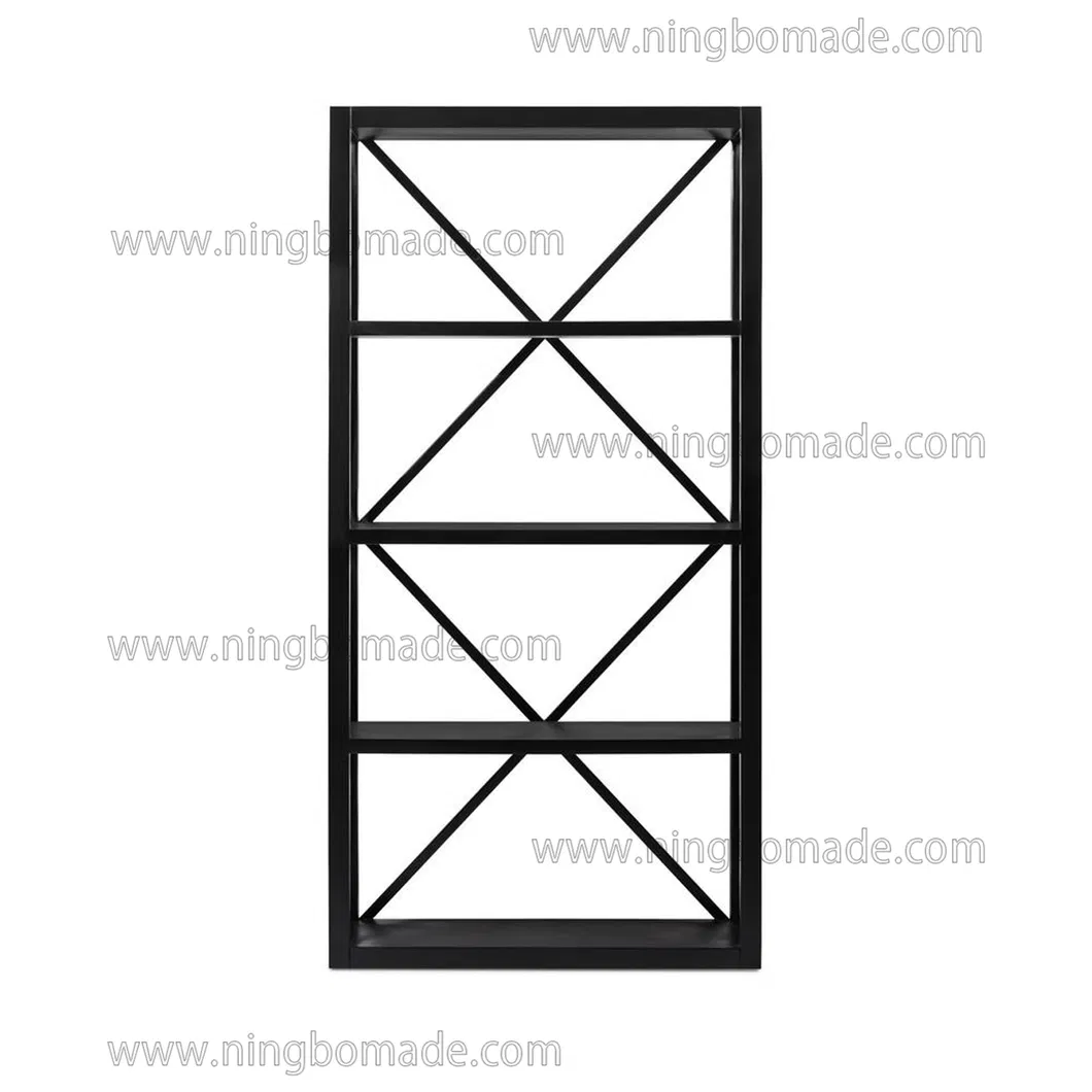 American Style Antique Concise Furniture Villa White/Black Solid Wood Book Shelf