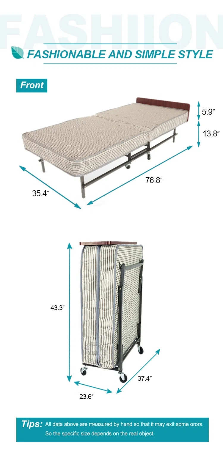 Apartment Spare on Wheels Folding Bed Memory Foam Super Sturdy Frame Single Size