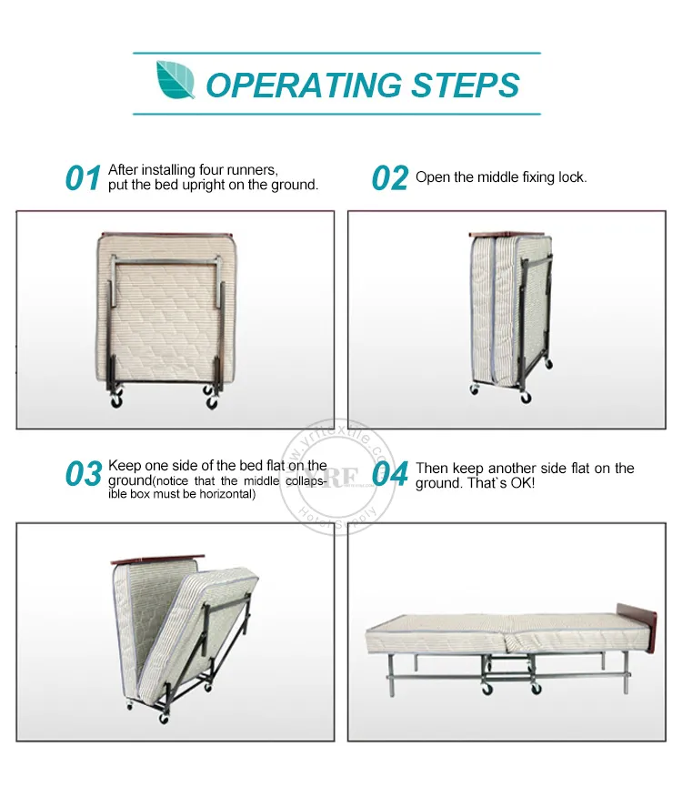 Apartment Spare on Wheels Folding Bed Memory Foam Super Sturdy Frame Single Size