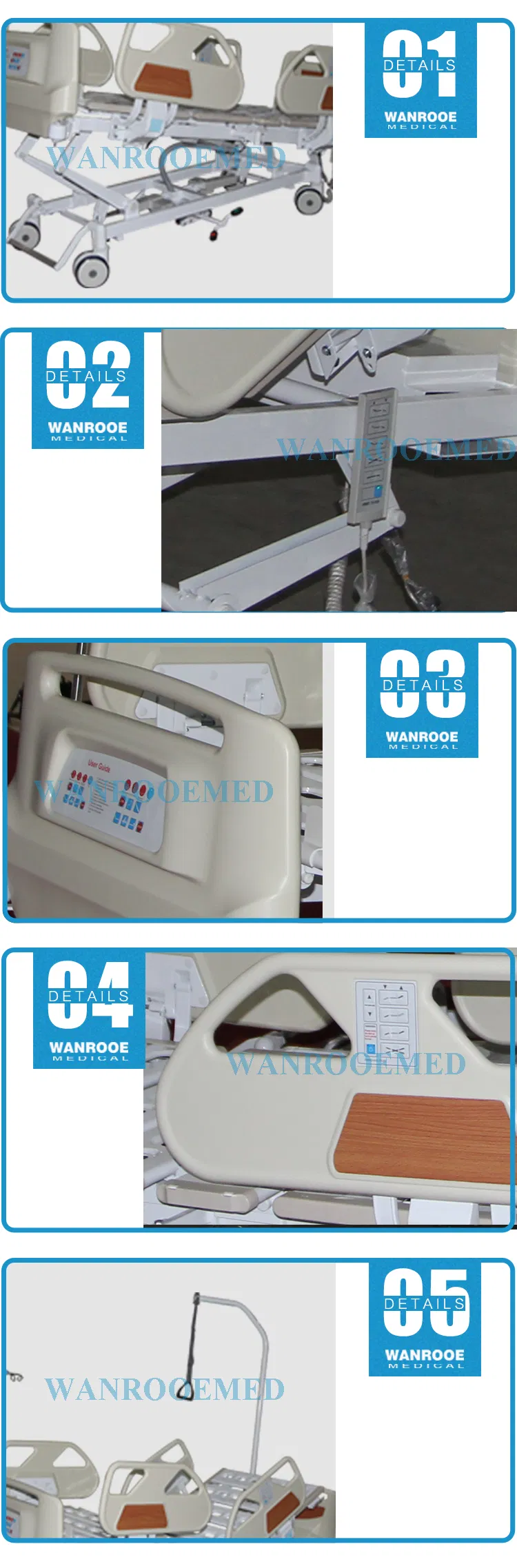 Bae502IC Medical Health Care 4 Linak ICU Hospital Electric Patient Care Bed Price