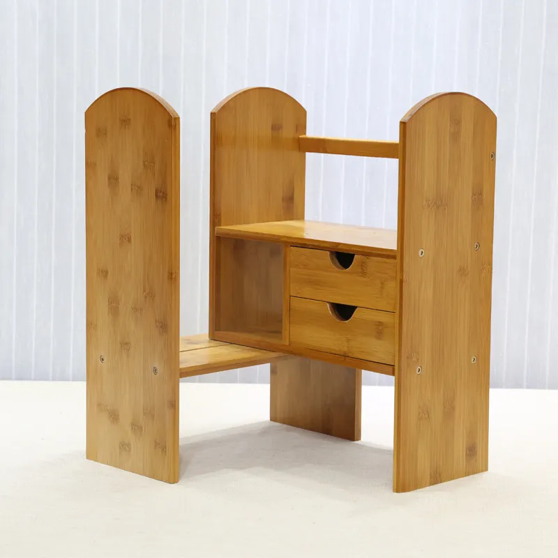 Bamboo Desktop Bookshelf Expandable Desktop Organizer Storage Organizer Display Shelf Rack for Office