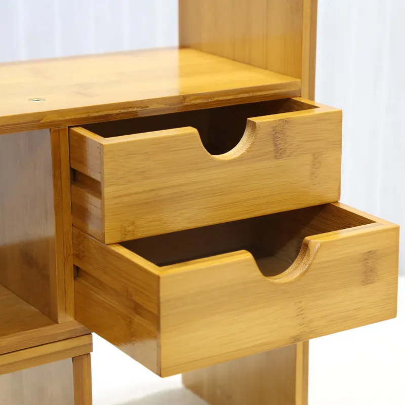 Bamboo Desktop Bookshelf Expandable Desktop Organizer Storage Organizer Display Shelf Rack for Office
