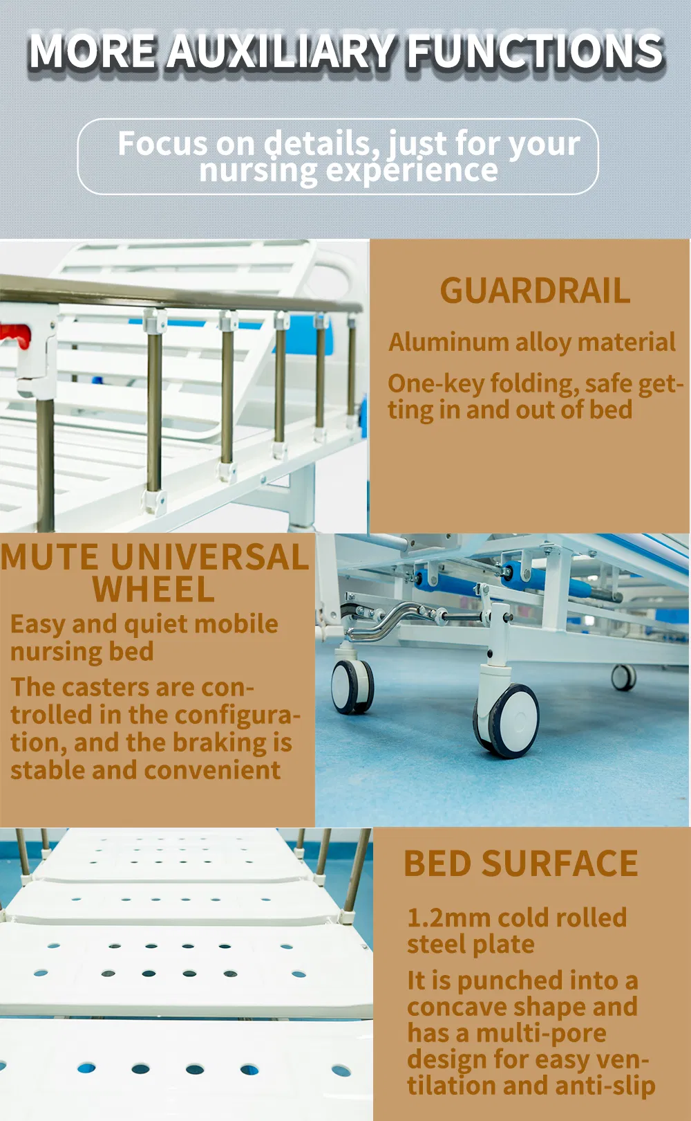 Cheap Price ICU Ward Room 5 Function Electric Hospital Bed Electronic Medical Bed for Patient
