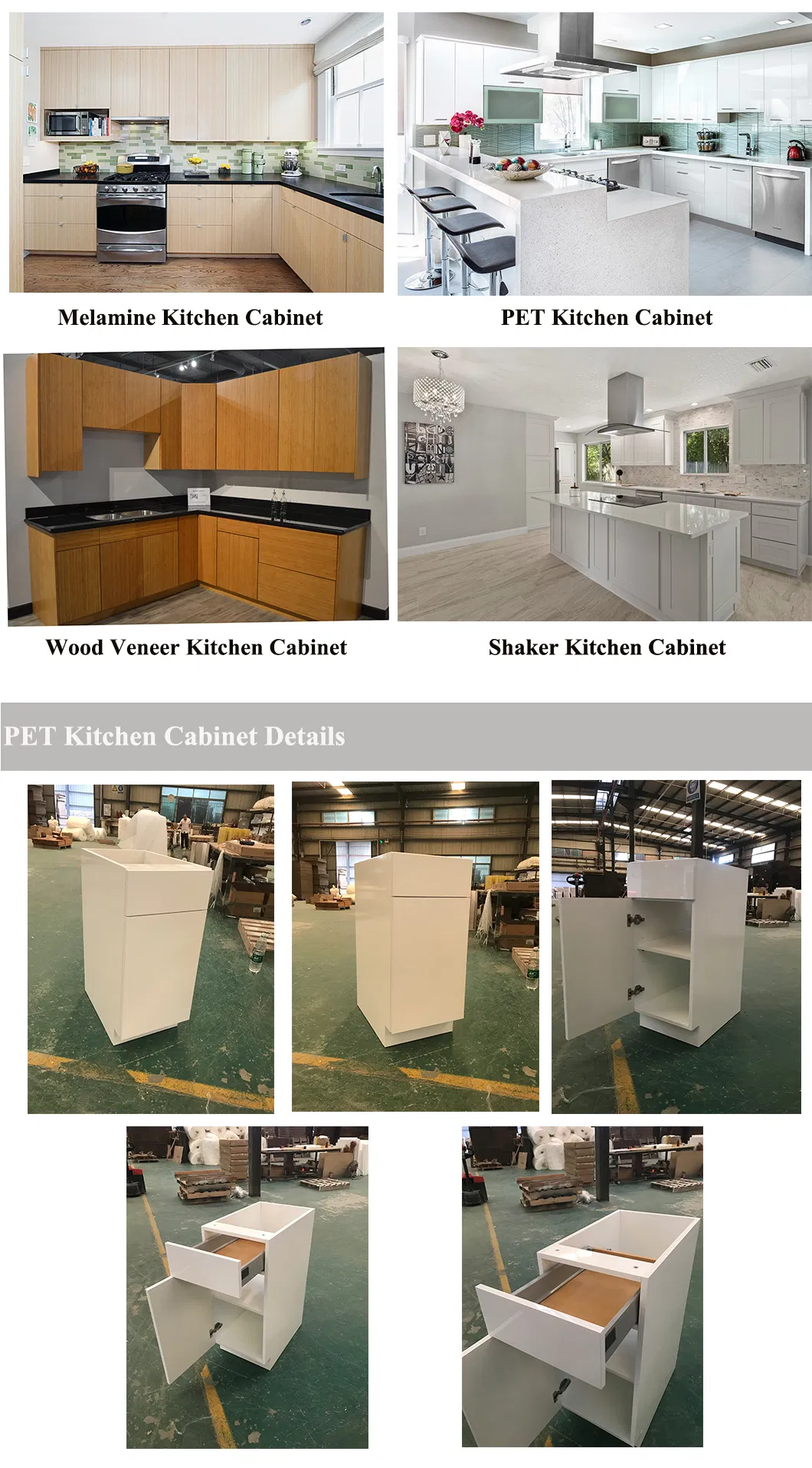 China Modern Pet Floating New White Kitchen Units Set Cabinets