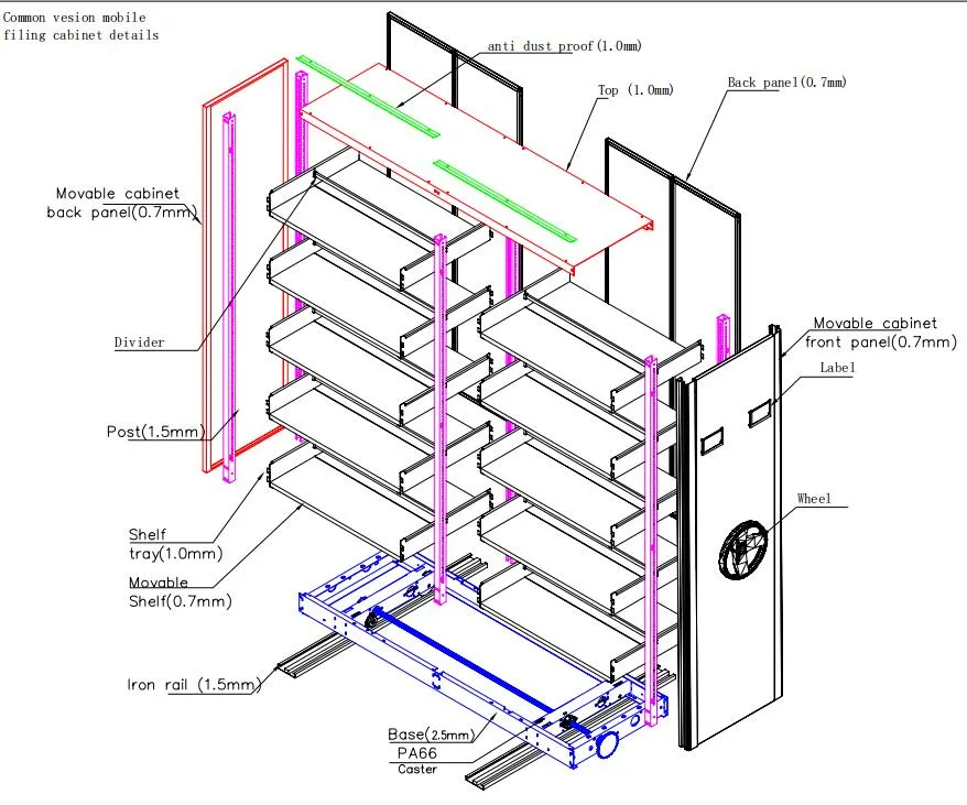 Cold Rolled Steel Push-Pulling Webber Cartons Office Furniture Storage Cabinet