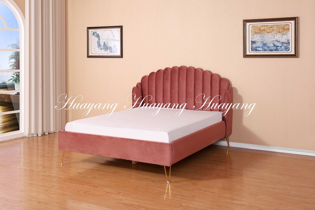 Curved Rose Pink Bed Leather Bed Sofa Bed