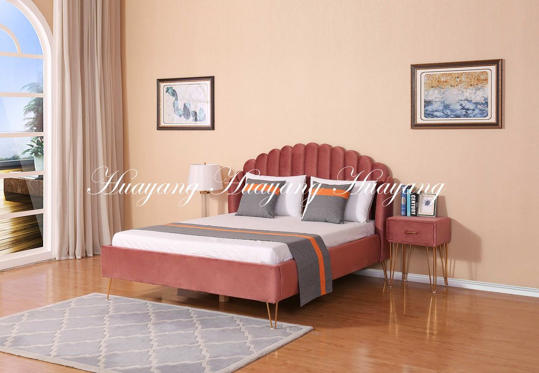 Curved Rose Pink Bed Leather Bed Sofa Bed