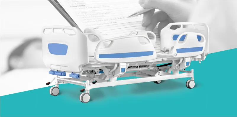 D3d 3 Cranks Adjust Foldable Steel Clinic Hospital Manual Nurse Bed