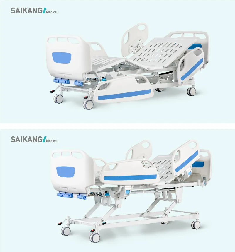D3d Saikang Professional 3 Crank Multifunction Adjustable Hospital Bed Used Patient Medical Manual ICU Bed Price