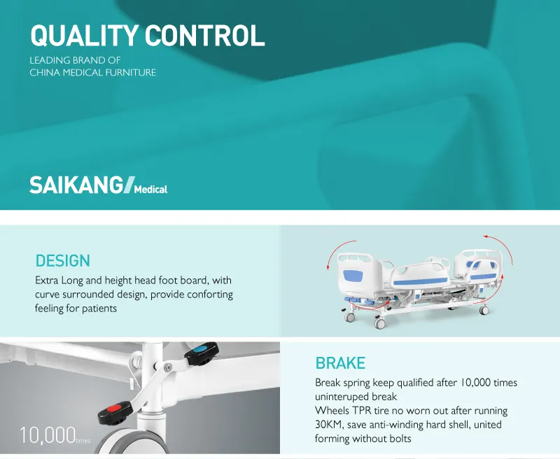 D3d Saikang Professional 3 Crank Multifunction Adjustable Hospital Bed Used Patient Medical Manual ICU Bed Price