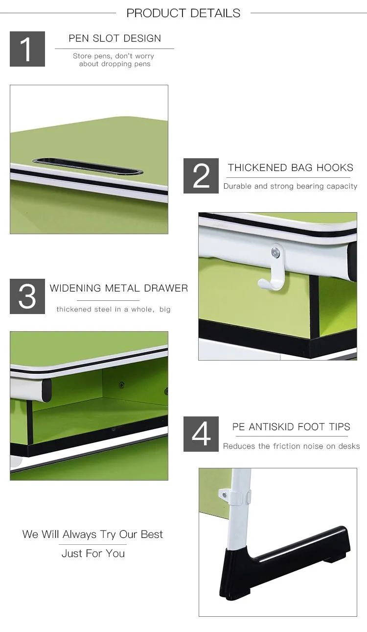 Double Tubes Classroom Desk & Bench Study Table for Children