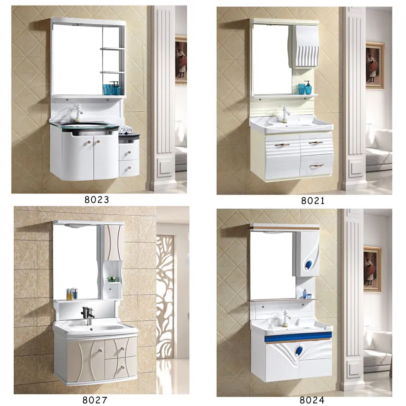 Economic Modern Luxury Wall Mounted Sink Vanity Hotel Home White Liquidation Bathroom Cabinet