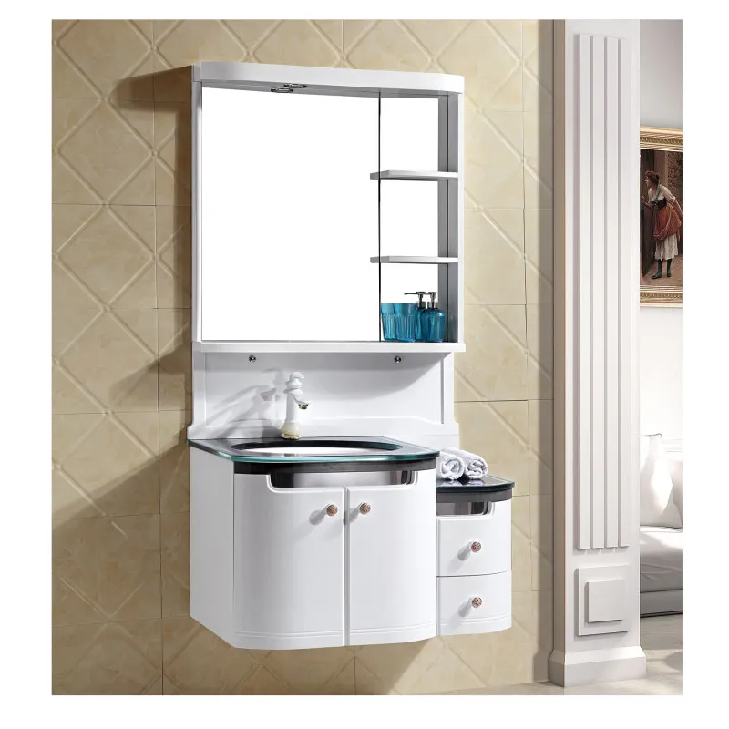 Economic Modern Luxury Wall Mounted Sink Vanity Hotel Home White Liquidation Bathroom Cabinet