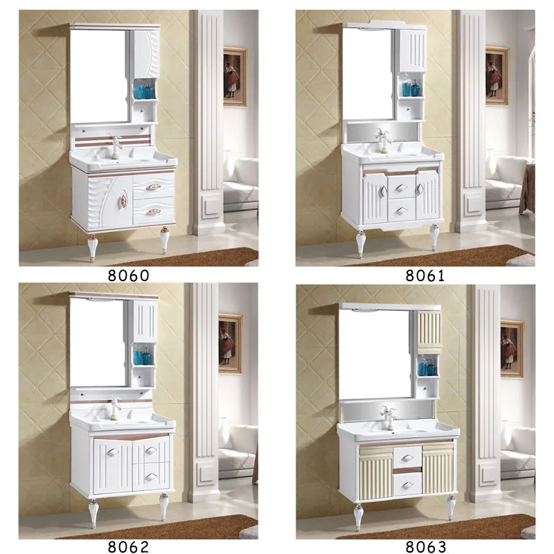 Economic Modern Luxury Wall Mounted Sink Vanity Hotel Home White Liquidation Bathroom Cabinet