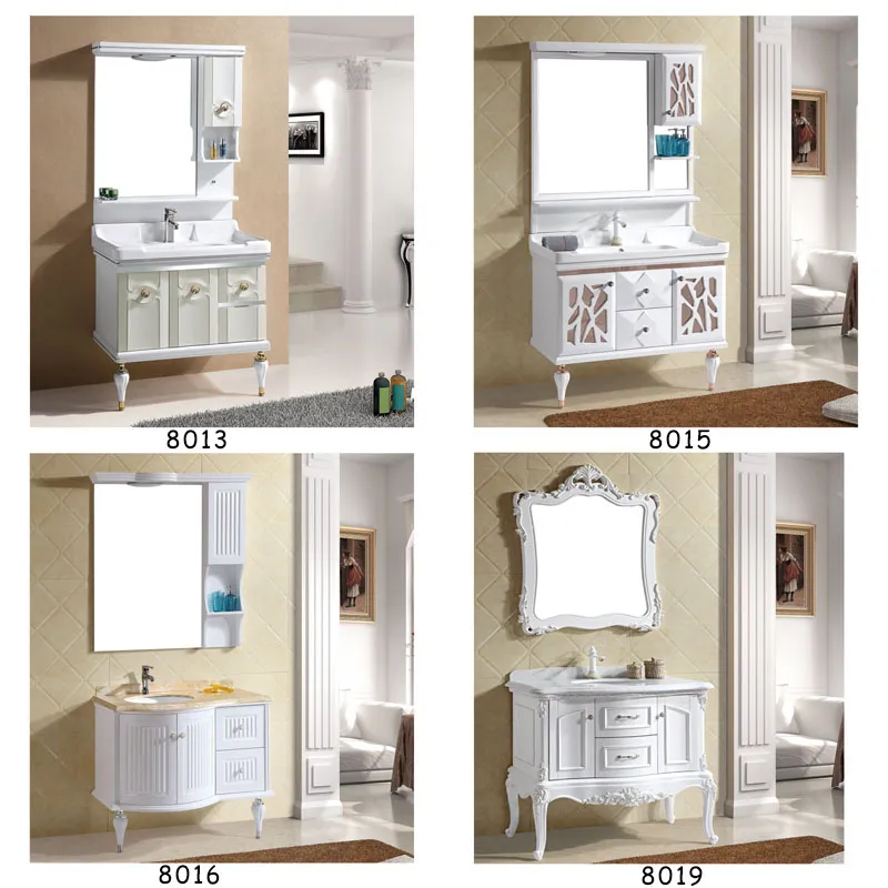Economic Modern Luxury Wall Mounted Sink Vanity Hotel Home White Liquidation Bathroom Cabinet