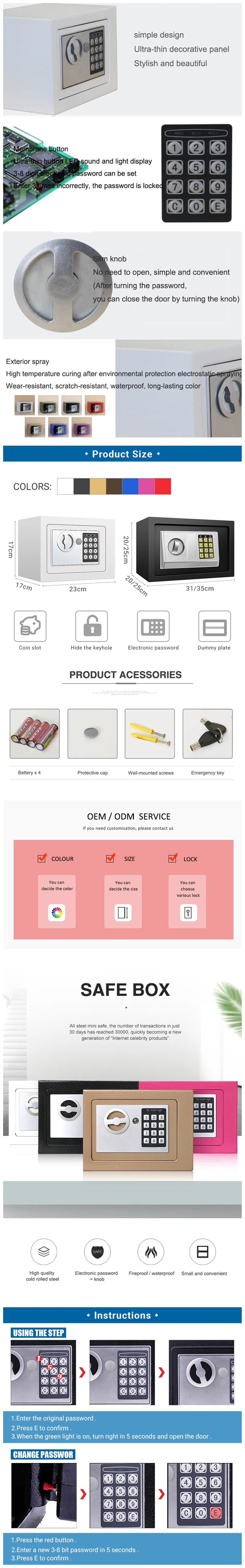 Fireproof Chinese Office Hotel Furniture Home Key Safe Box