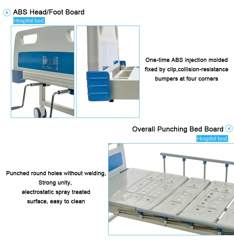 Height Adjustable 2 Cranks Manual Metal Hospital Bed for Bedridden Patients