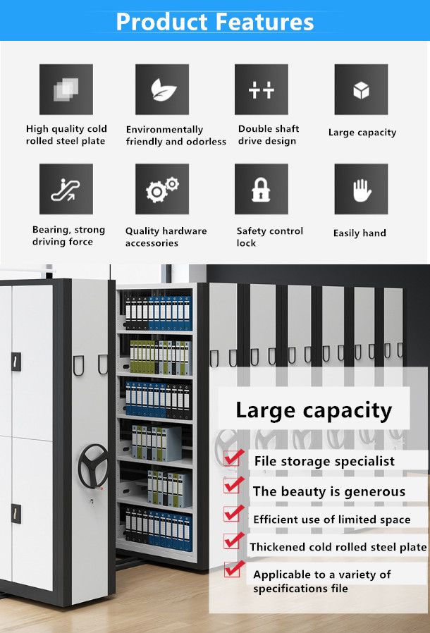 High Quality Hospital Government Office Mobile Movable Archive Filing Cabinet Dense Rack Racking System