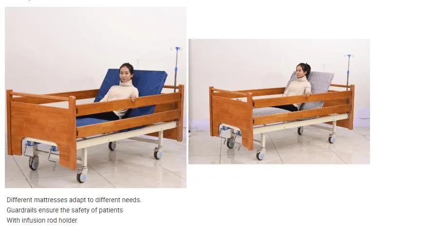 Hochey Medical Hospital Accept Custom Wooden Style Elderly Care Multifunctional Manual Nursing Bed with Potty