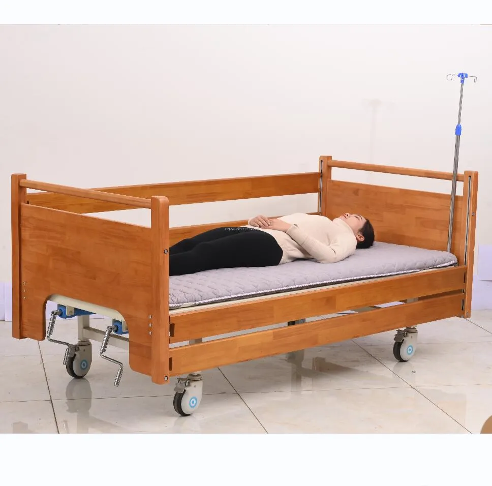 Hochey Medical Hospital Accept Custom Wooden Style Elderly Care Multifunctional Manual Nursing Bed with Potty