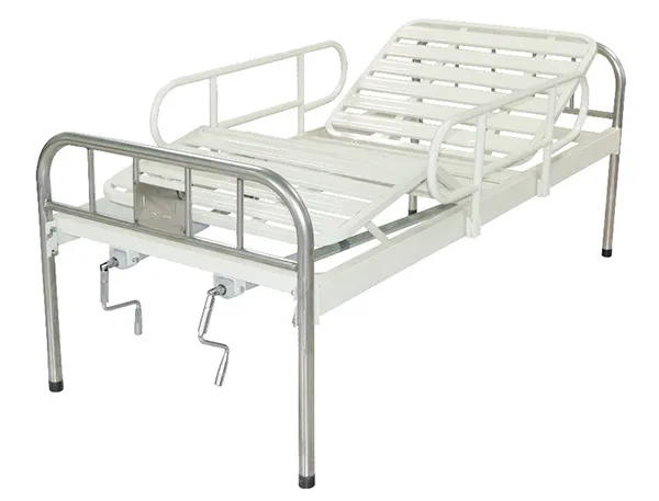 Hospital Stainless Steel Bed, with Guardrail, Two Crank (PW-B04)
