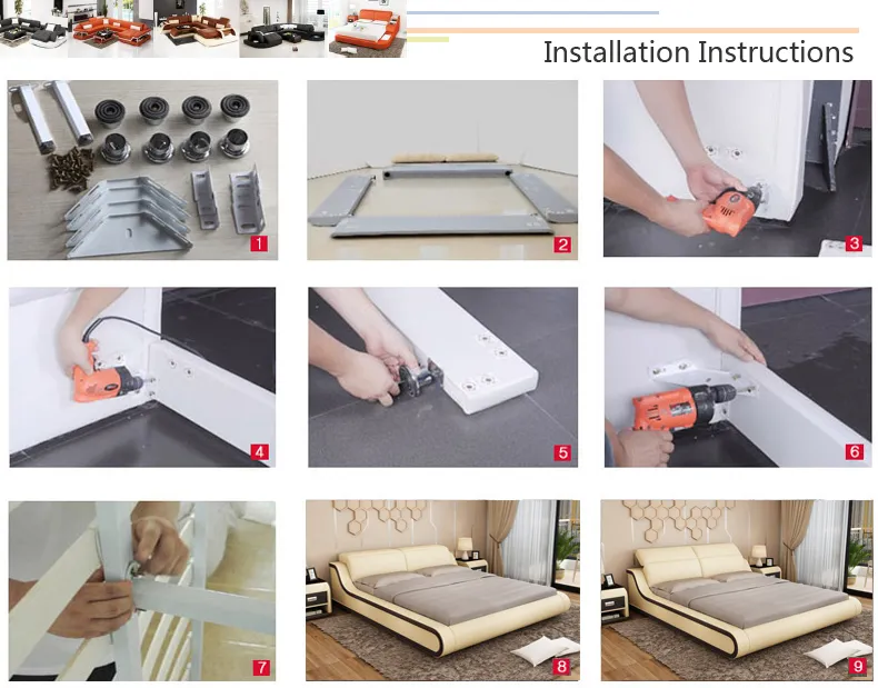 Hot Sale Bedroom Furniture King Size Bed Modern Bed