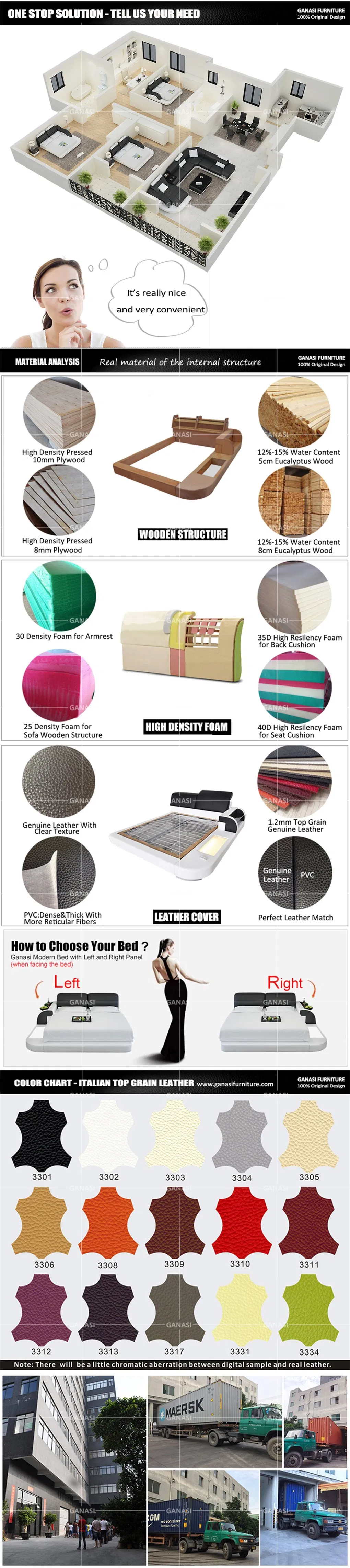 Hot Sale Bedroom Furniture King Size Bed Modern Bed