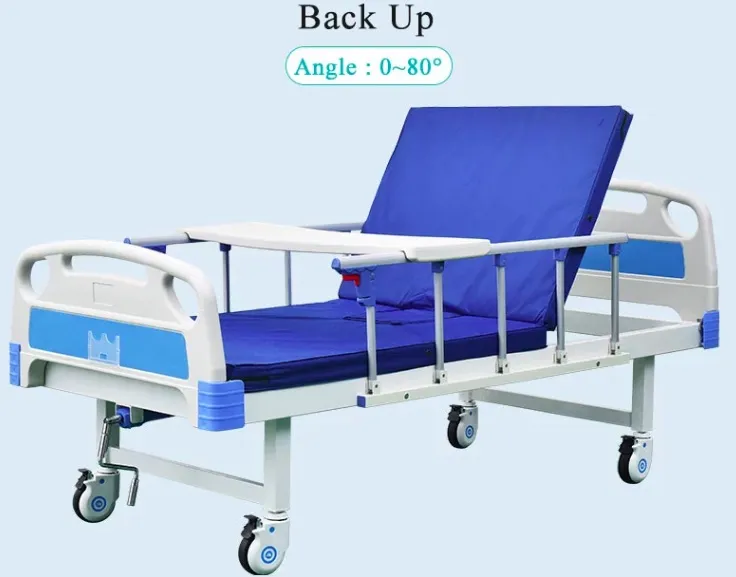 Jc-M2 Nursing/Medical/Patient/Fowler/ICU Bed Manufacturer ABS Two Cranks Manual Hospital Bed with Mattress and I. V Pole