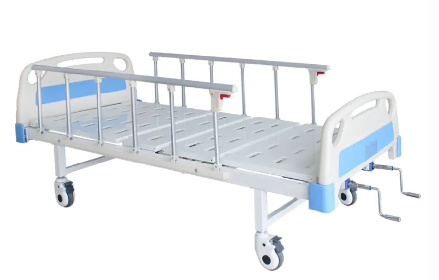 Jc-M2 Nursing/ Medical /Patient/Fowler/ICU Bed Manufacturer ABS Two Cranks Manual Hospital Bed with Mattress and I. V Pole