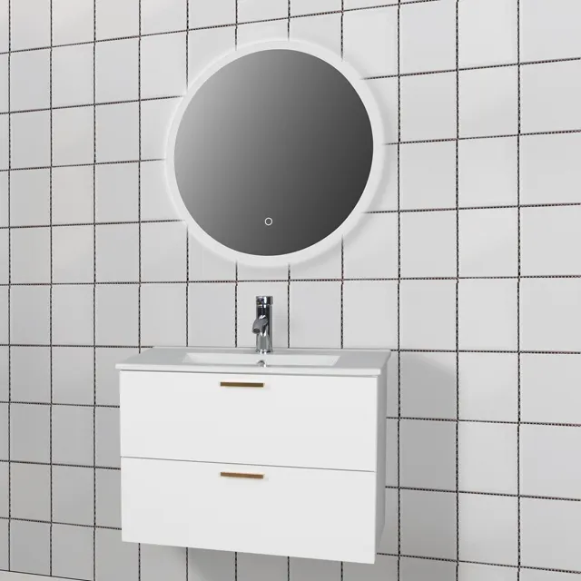 Luxury Dressing Table Wholesale Bathroom PVC Cabinet with LED Mirror for Sale