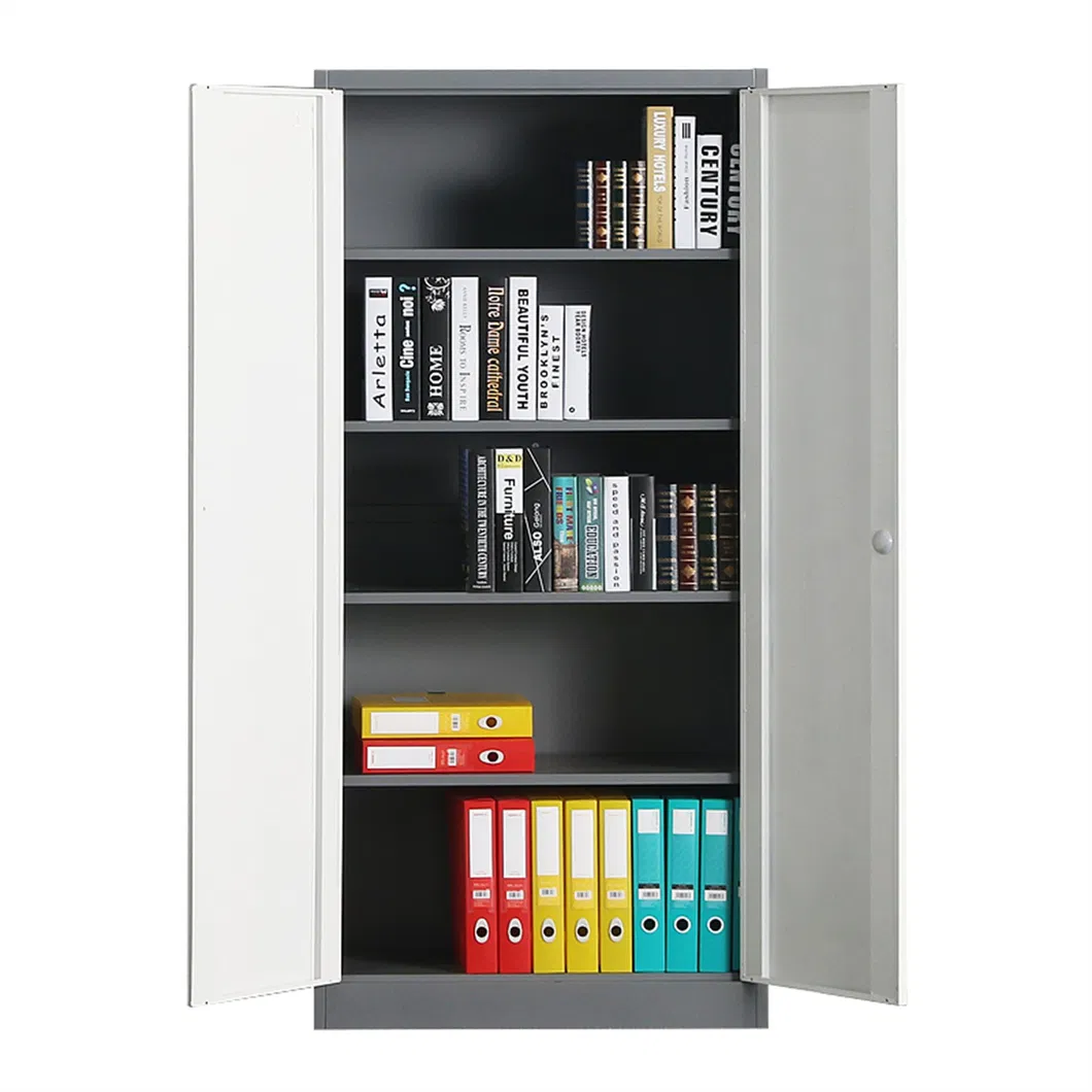 Metal Office File Cabinet Tall 2 Door Shelved Office Cupboard