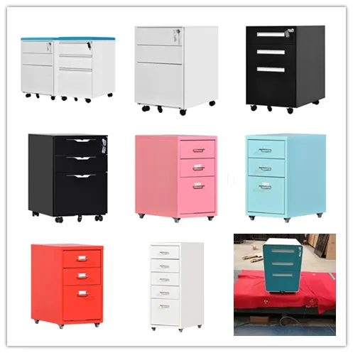 Mobile 3-Drawer Pedestal File Cabinet with Casters