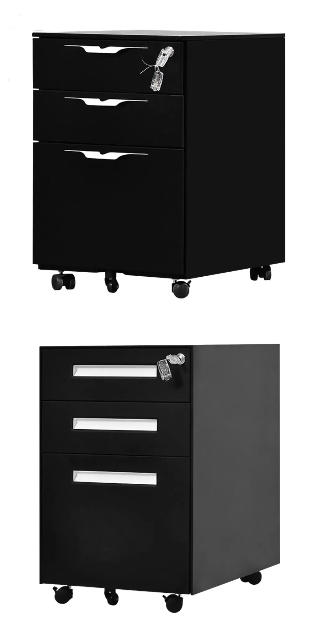 Mobile 3-Drawer Pedestal File Cabinet with Casters