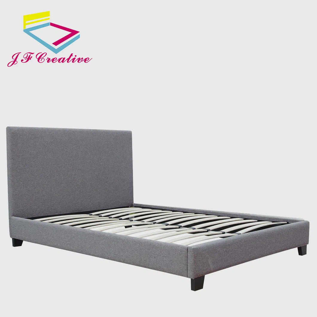 Modern European Bedroom Furniture Luxury Double Bed with Headboard Linen Fabric Tufted Bed