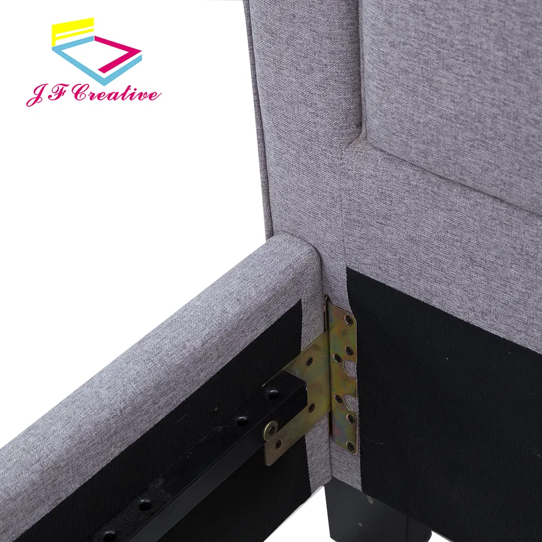 Modern European Bedroom Furniture Luxury Double Bed with Headboard Linen Fabric Tufted Bed