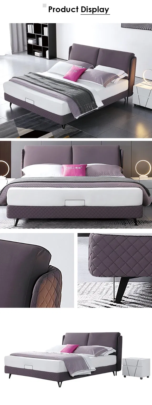 Modern New Design Furniture Leathaire King Size Bedroom Bed