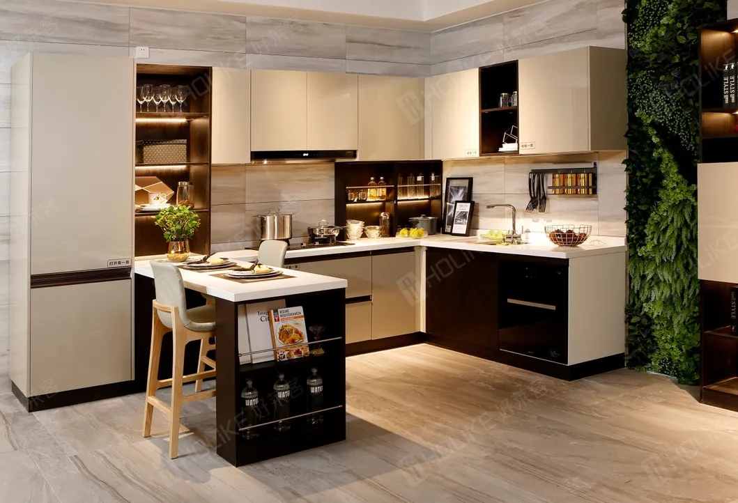 Modern PVC Wooden Kitchen Cabinets with Multiple Storage Spaces