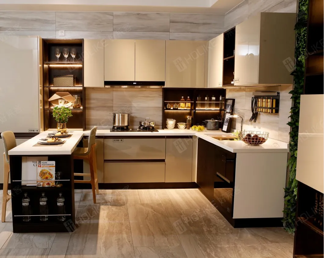 Modern PVC Wooden Kitchen Cabinets with Multiple Storage Spaces