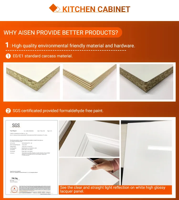 New Arrival Specular Reflective Anti-Scratch Acrylic Surface Modern Style Kitchen Cabinets with Easy Cleaning and Maintenance