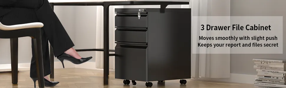 Polished Steel Filing Cabinet/ Filing Cabinet 3 Drawer