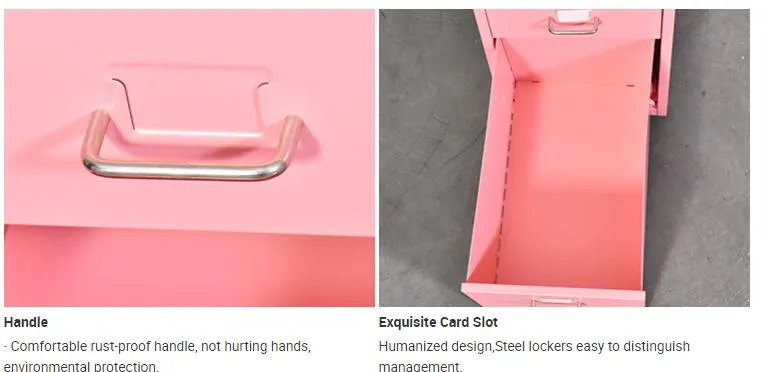 Short File Cabinet Steel Staff File Cabinet Pink File Cabinet Mini Multi-Color 3 Drawer Under Desk Mobile