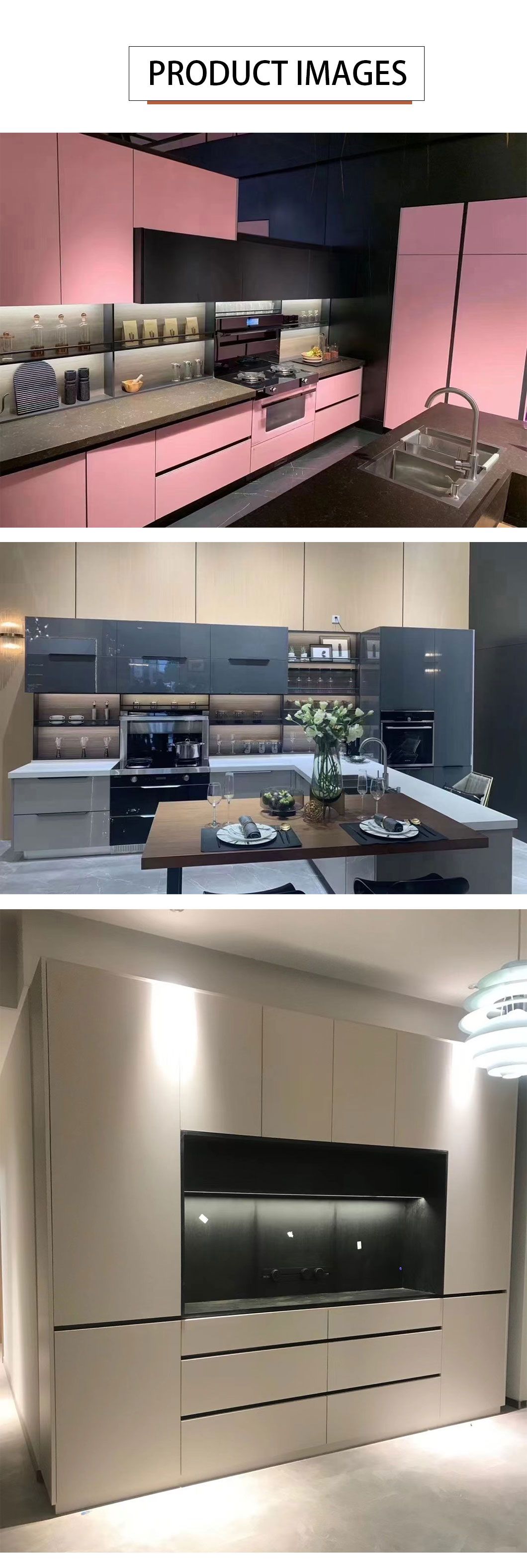 Simple White Lacquer Kitchen Furniture with High Cabinet